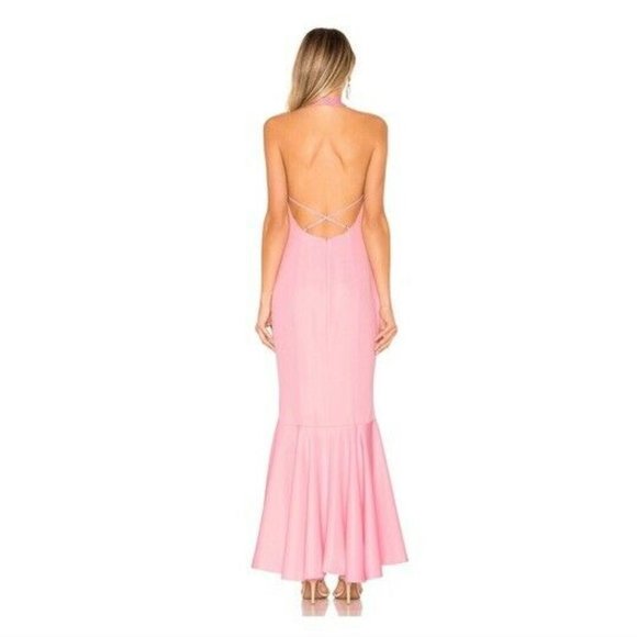 NBD Revolve Pink Gwendolyn Halter Ruffle Gown - Picture 2 of 6
